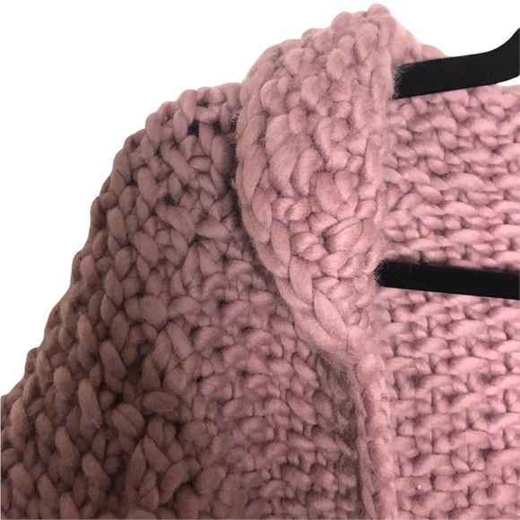 Twinkle and Wenlan New York Mauve Pink Wool Chunky Knit Cropped Boxy Sweater - Picture 4 of 8